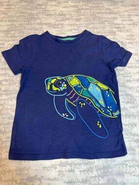 Mini Boden Blue Sea Turtle Tee 6-7Y